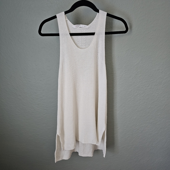 Athleta Escondida Rib Knit Sleeveless Cotton Linen Blend Top Size S Cream - Picture 1 of 8